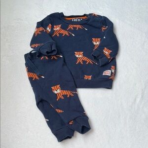 Fred&Flo Navy Blue Tiger Print Baby Outfit matching set